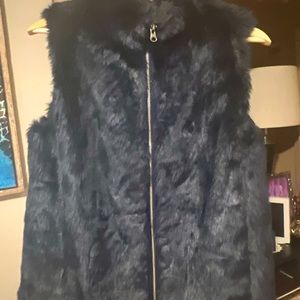 J Cew dark navy faux fur vest